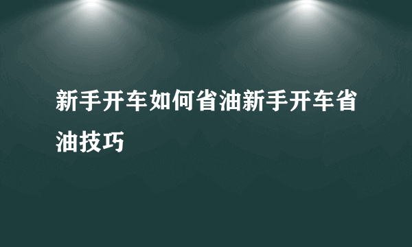 新手开车如何省油新手开车省油技巧