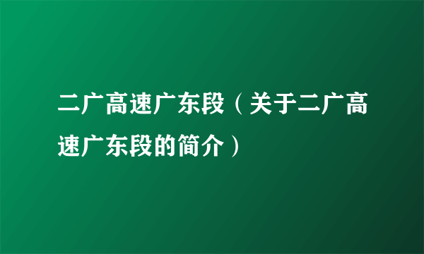 二广高速广东段（关于二广高速广东段的简介）