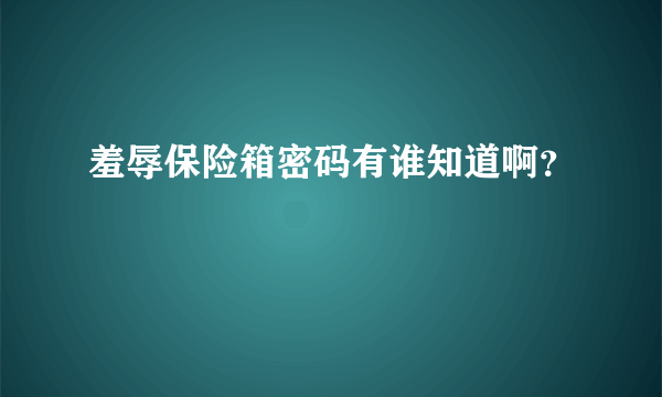 羞辱保险箱密码有谁知道啊？