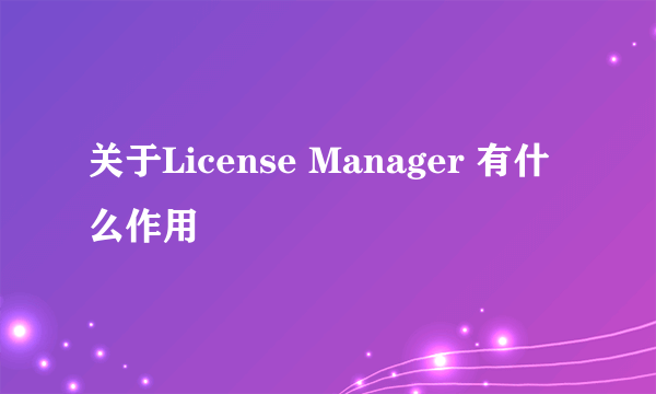 关于License Manager 有什么作用