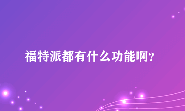 福特派都有什么功能啊？