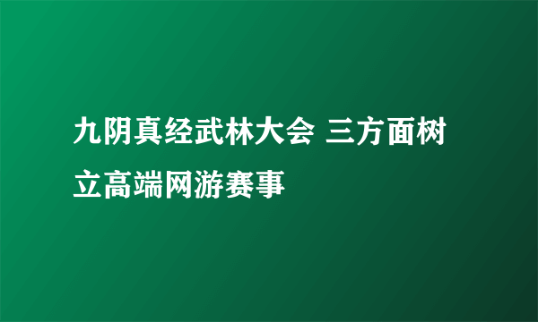 九阴真经武林大会 三方面树立高端网游赛事