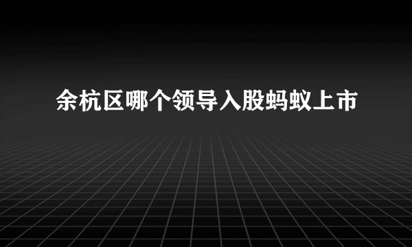 余杭区哪个领导入股蚂蚁上市