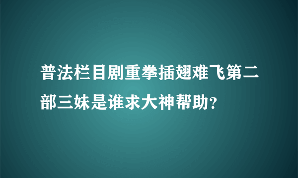 普法栏目剧重拳插翅难飞第二部三妹是谁求大神帮助？