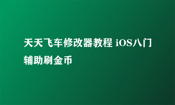 天天飞车修改器教程 iOS八门辅助刷金币