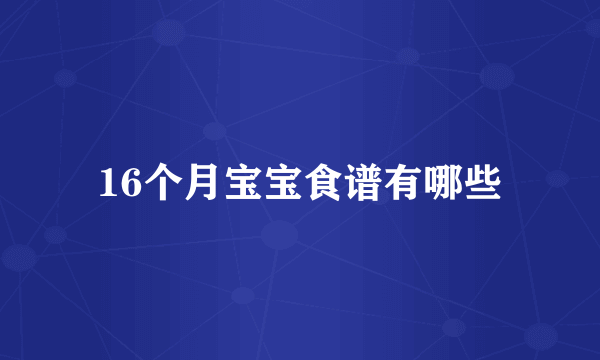 16个月宝宝食谱有哪些