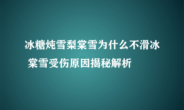 冰糖炖雪梨棠雪为什么不滑冰 棠雪受伤原因揭秘解析