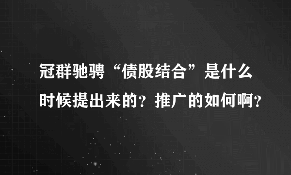 冠群驰骋“债股结合”是什么时候提出来的？推广的如何啊？