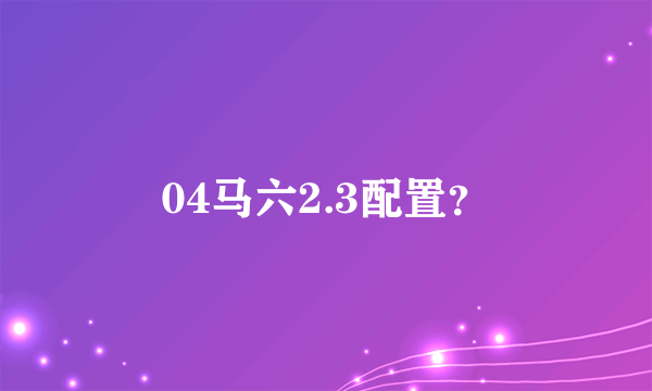 04马六2.3配置？