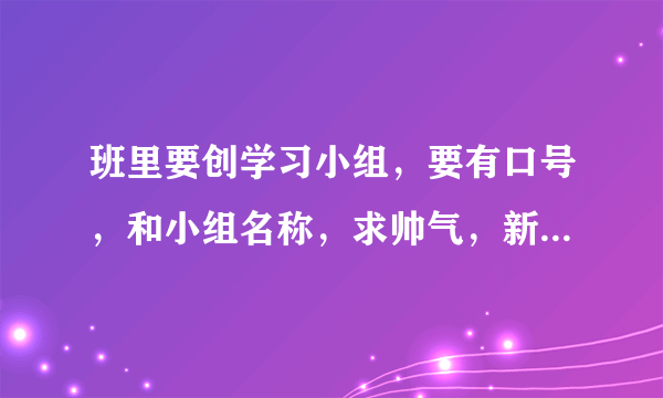 班里要创学习小组，要有口号，和小组名称，求帅气，新颖，NB的名字和口号？