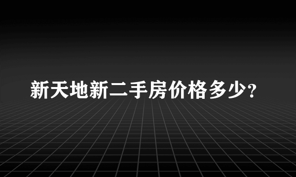 新天地新二手房价格多少？