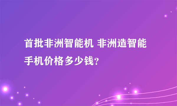 首批非洲智能机 非洲造智能手机价格多少钱？