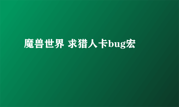 魔兽世界 求猎人卡bug宏