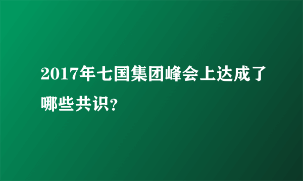 2017年七国集团峰会上达成了哪些共识？