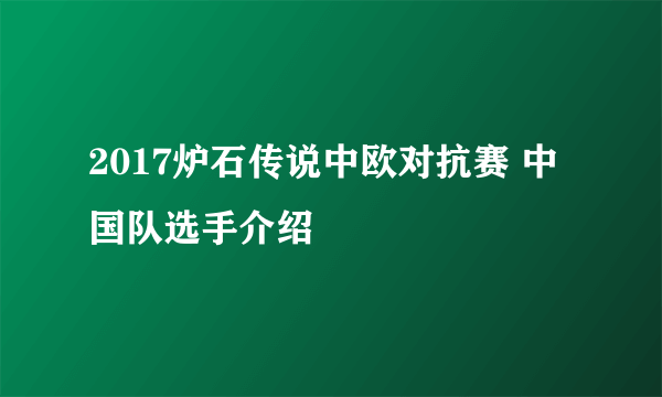 2017炉石传说中欧对抗赛 中国队选手介绍