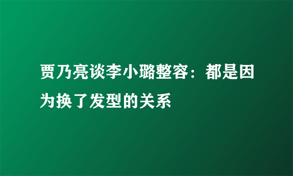 贾乃亮谈李小璐整容：都是因为换了发型的关系