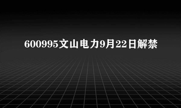 600995文山电力9月22日解禁