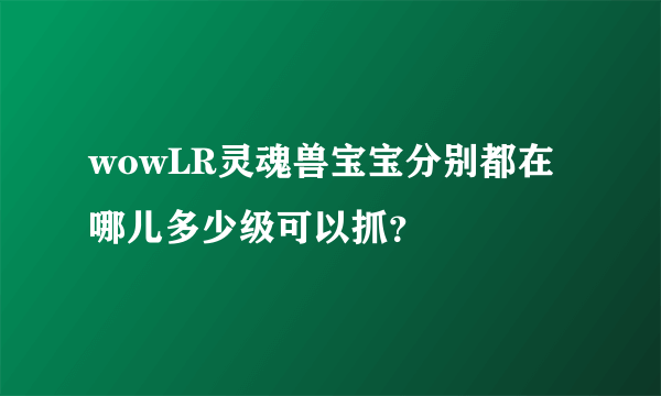 wowLR灵魂兽宝宝分别都在哪儿多少级可以抓？