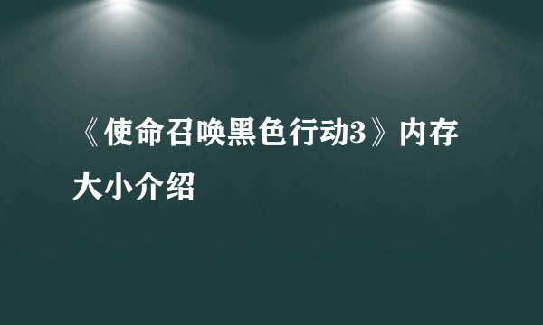 《使命召唤黑色行动3》内存大小介绍