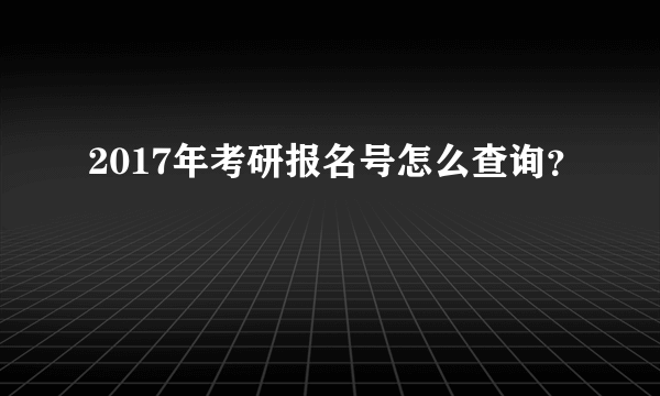 2017年考研报名号怎么查询？