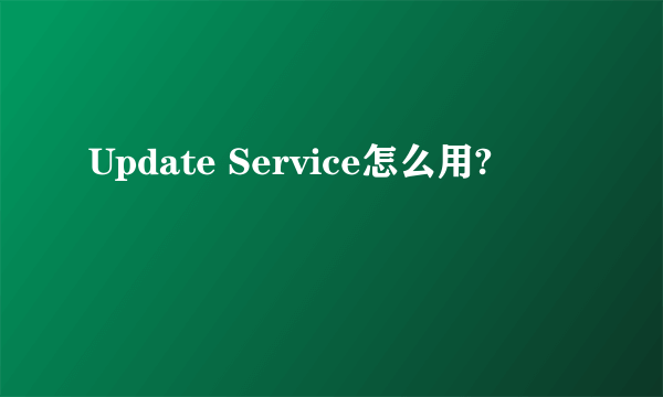 Update Service怎么用?