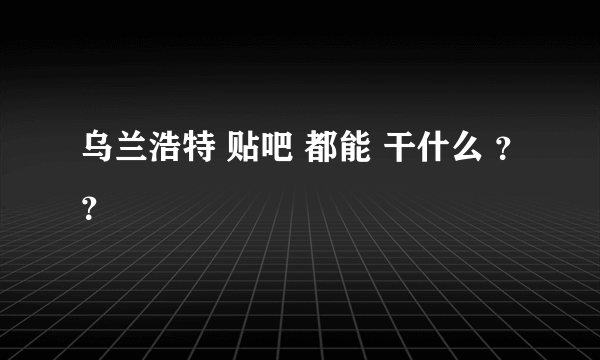 乌兰浩特 贴吧 都能 干什么 ？？