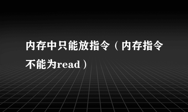 内存中只能放指令（内存指令不能为read）