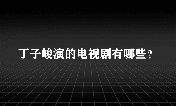 丁子峻演的电视剧有哪些？