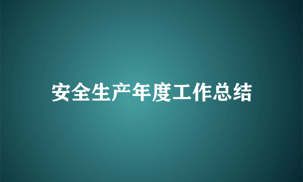 安全生产年度工作总结