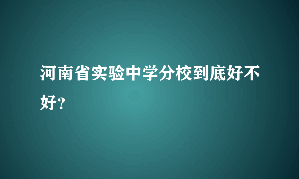 河南省实验中学分校到底好不好？