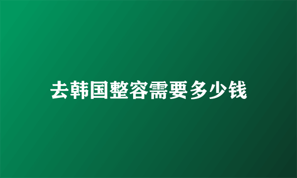 去韩国整容需要多少钱