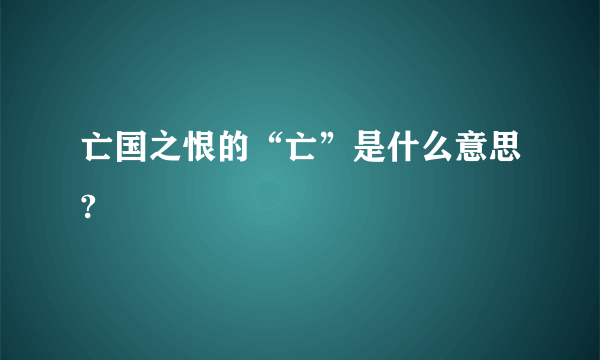 亡国之恨的“亡”是什么意思?