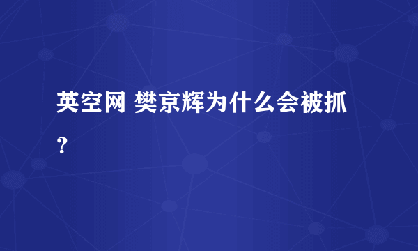 英空网 樊京辉为什么会被抓？