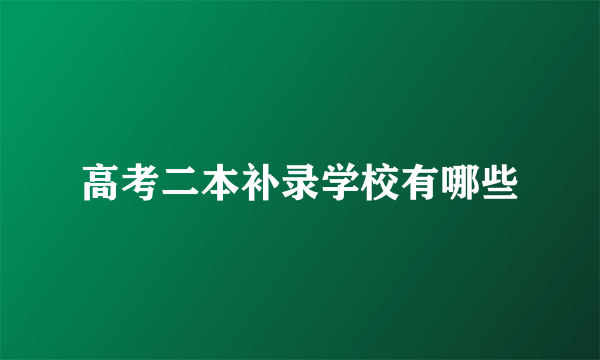 高考二本补录学校有哪些