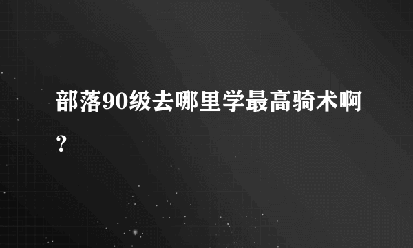 部落90级去哪里学最高骑术啊？