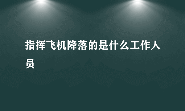 指挥飞机降落的是什么工作人员