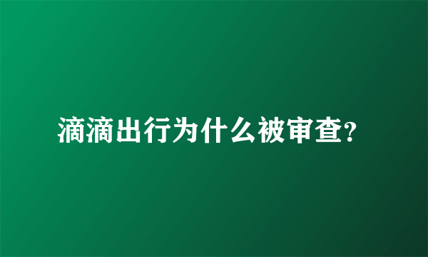 滴滴出行为什么被审查？