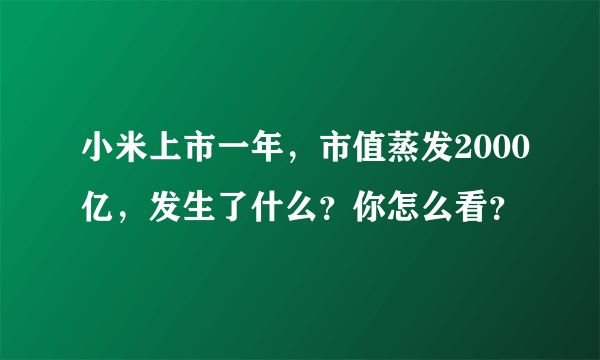 小米上市一年，市值蒸发2000亿，发生了什么？你怎么看？