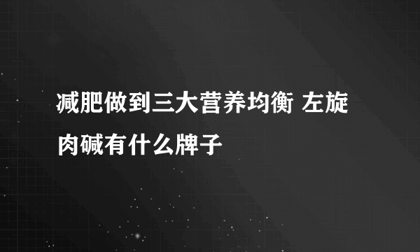 减肥做到三大营养均衡 左旋肉碱有什么牌子