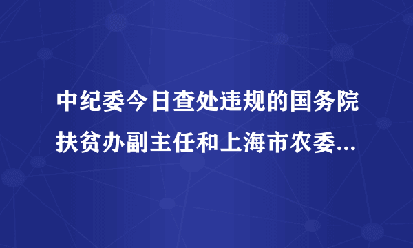 中纪委今日查处违规的国务院扶贫办副主任和上海市农委某所长姓名是谁?