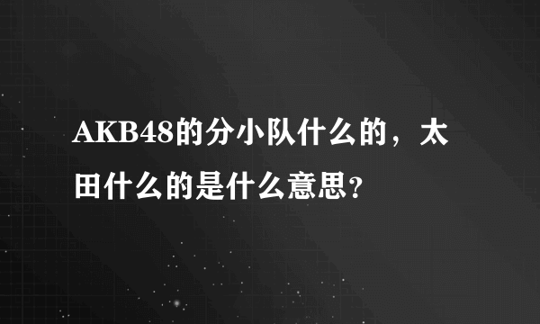 AKB48的分小队什么的，太田什么的是什么意思？