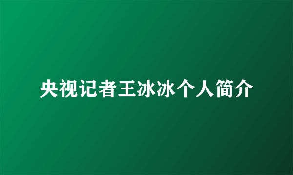 央视记者王冰冰个人简介