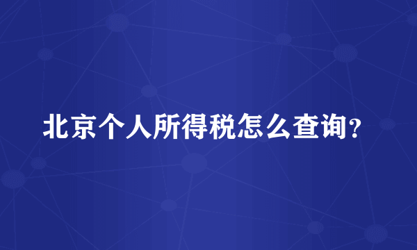 北京个人所得税怎么查询？