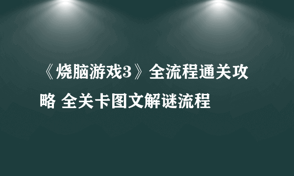 《烧脑游戏3》全流程通关攻略 全关卡图文解谜流程