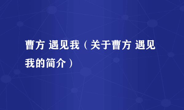 曹方 遇见我（关于曹方 遇见我的简介）