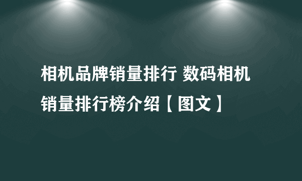 相机品牌销量排行 数码相机销量排行榜介绍【图文】