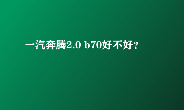 一汽奔腾2.0 b70好不好？