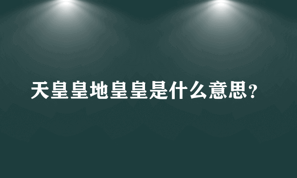 天皇皇地皇皇是什么意思？