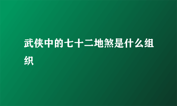 武侠中的七十二地煞是什么组织