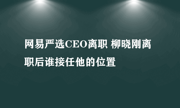 网易严选CEO离职 柳晓刚离职后谁接任他的位置